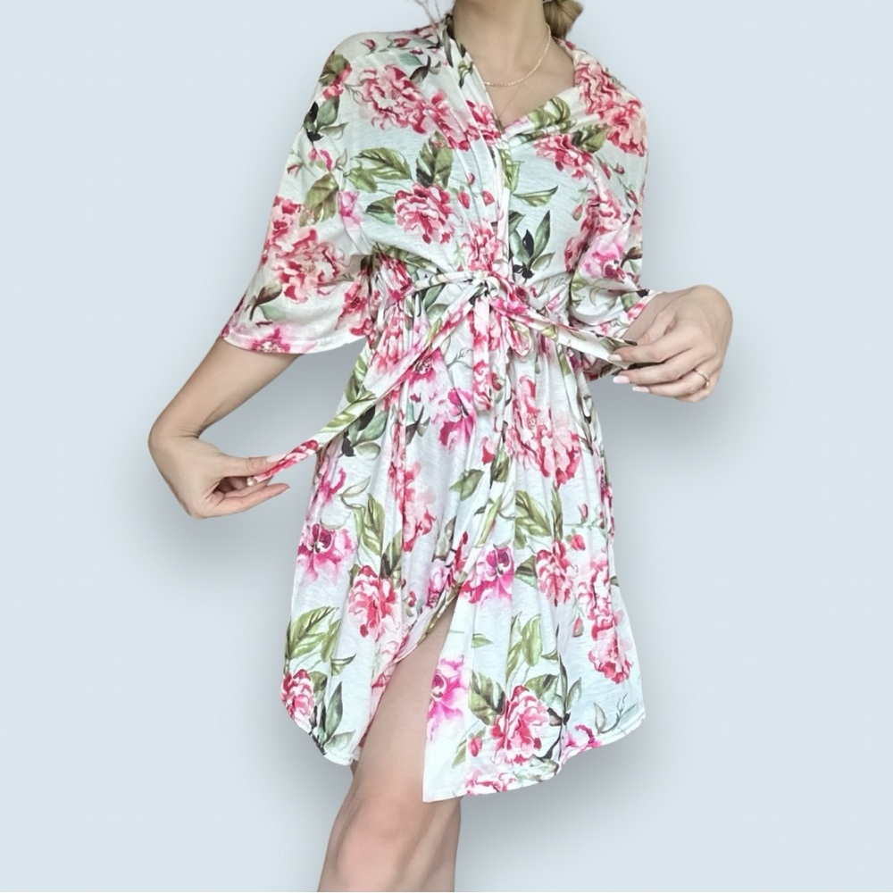 Show Me Your Mumu Pink Floral Mini Robe (Size Small)